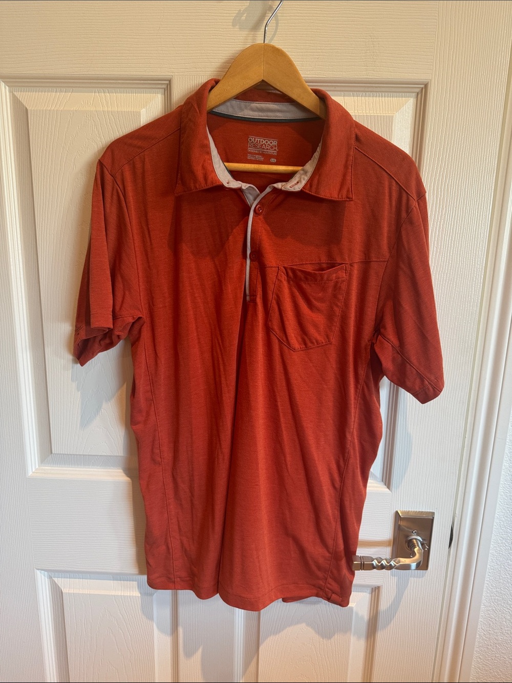 Outdoor Research Men's Rust Orange Polo Shirt with Chest Pocket